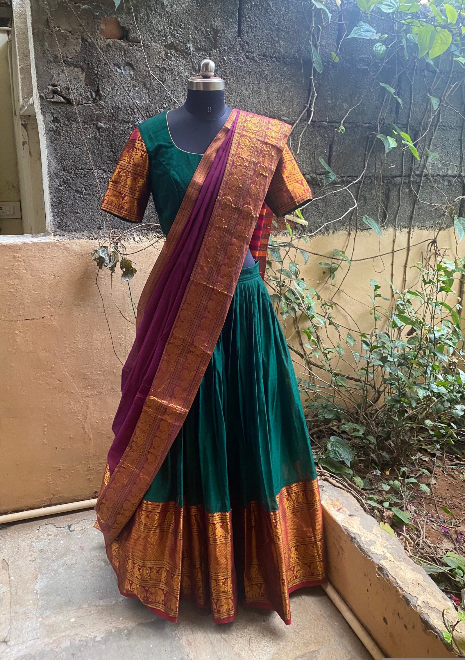Wedding lehenga choli/ langa voni with dupatta /teen lehenga/ narayanpet lehenga/ Indian half saree/juniors lehenga/ voggish