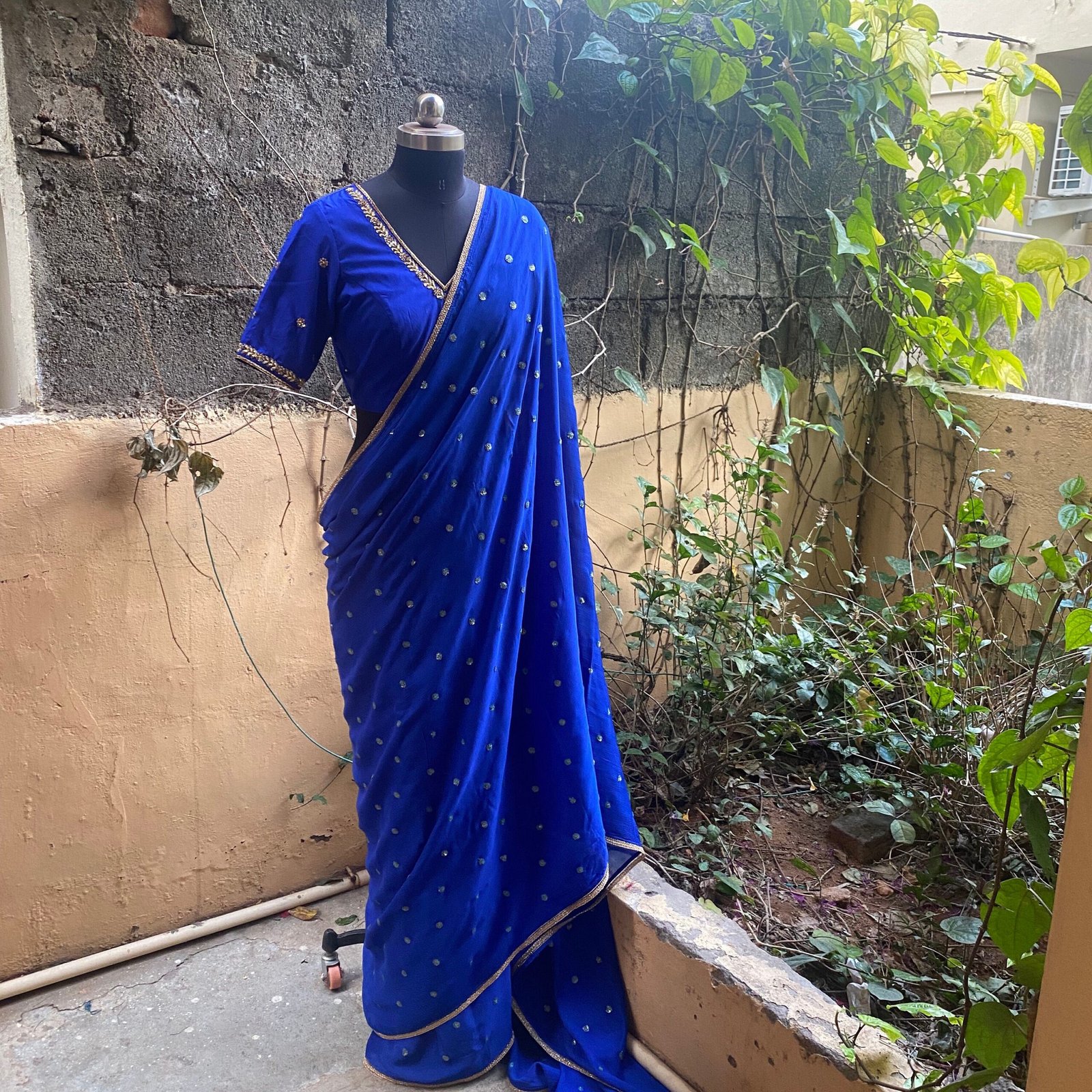 Blue chiffon silk saree with Embroidered blouse | embroidered saree with readymade blouse | sarees USA |light blue silk saree |voggish saree