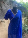 Blue chiffon silk saree with Embroidered blouse | embroidered saree with readymade blouse | sarees USA |light blue silk saree |voggish saree