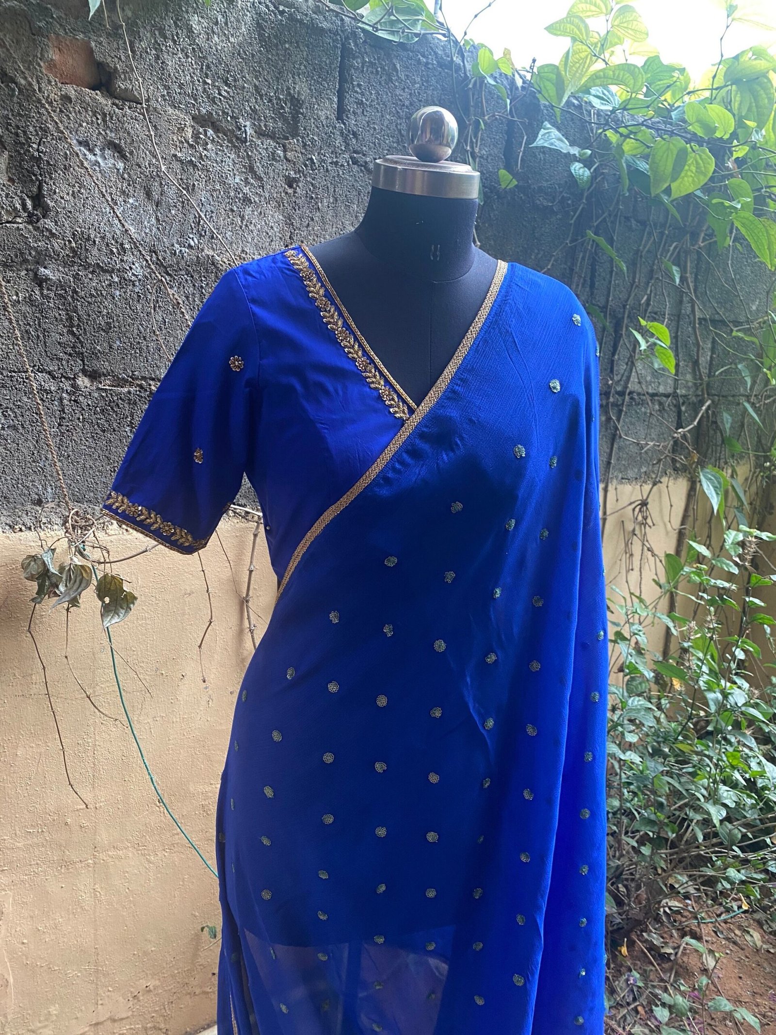 Blue chiffon silk saree with Embroidered blouse | embroidered saree with readymade blouse | sarees USA |light blue silk saree |voggish saree