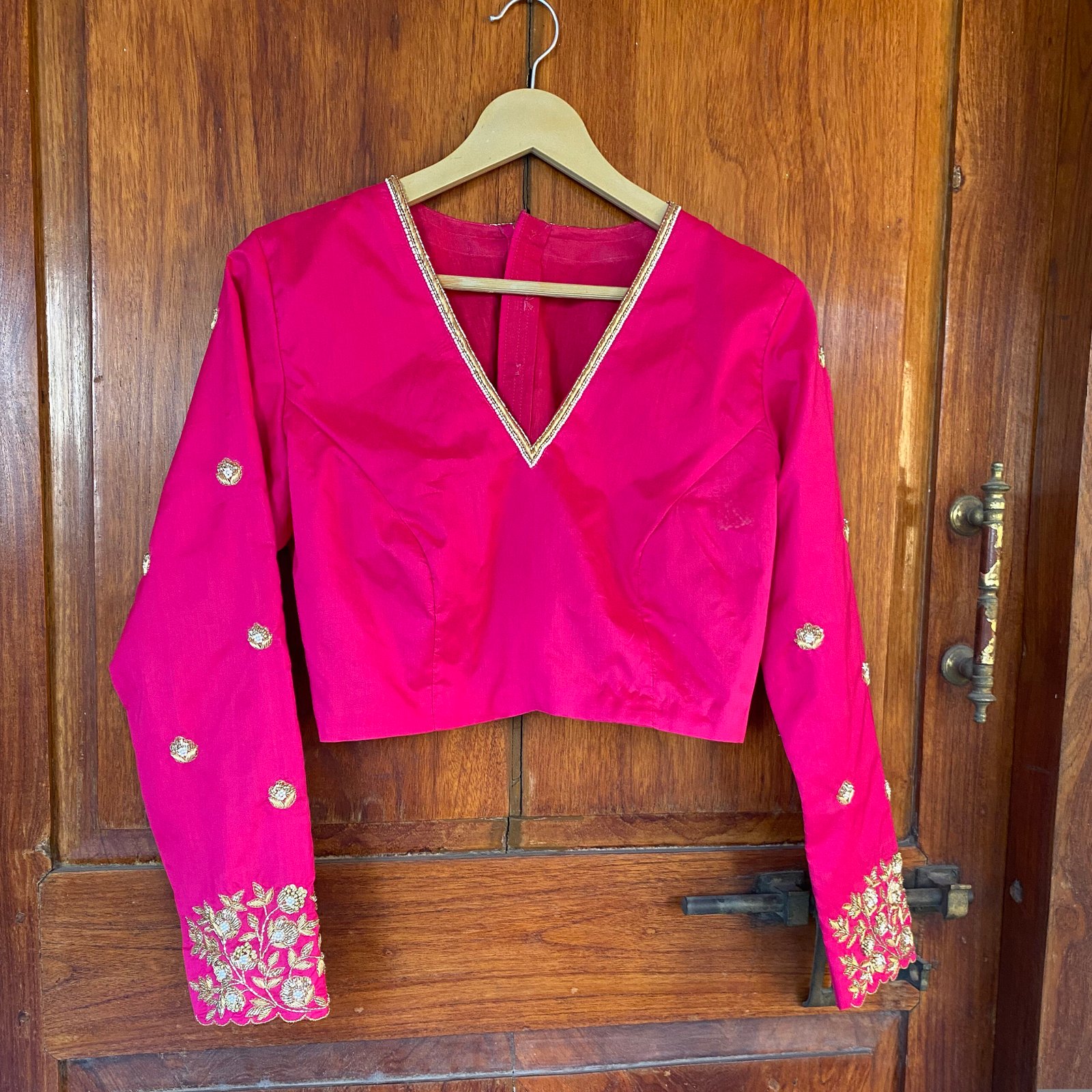 pure silk hand embroidery blouse / pink maggam blouse / silk zardosi blouse / hand embroidered blouse / ready made blouse zardosi/ pink