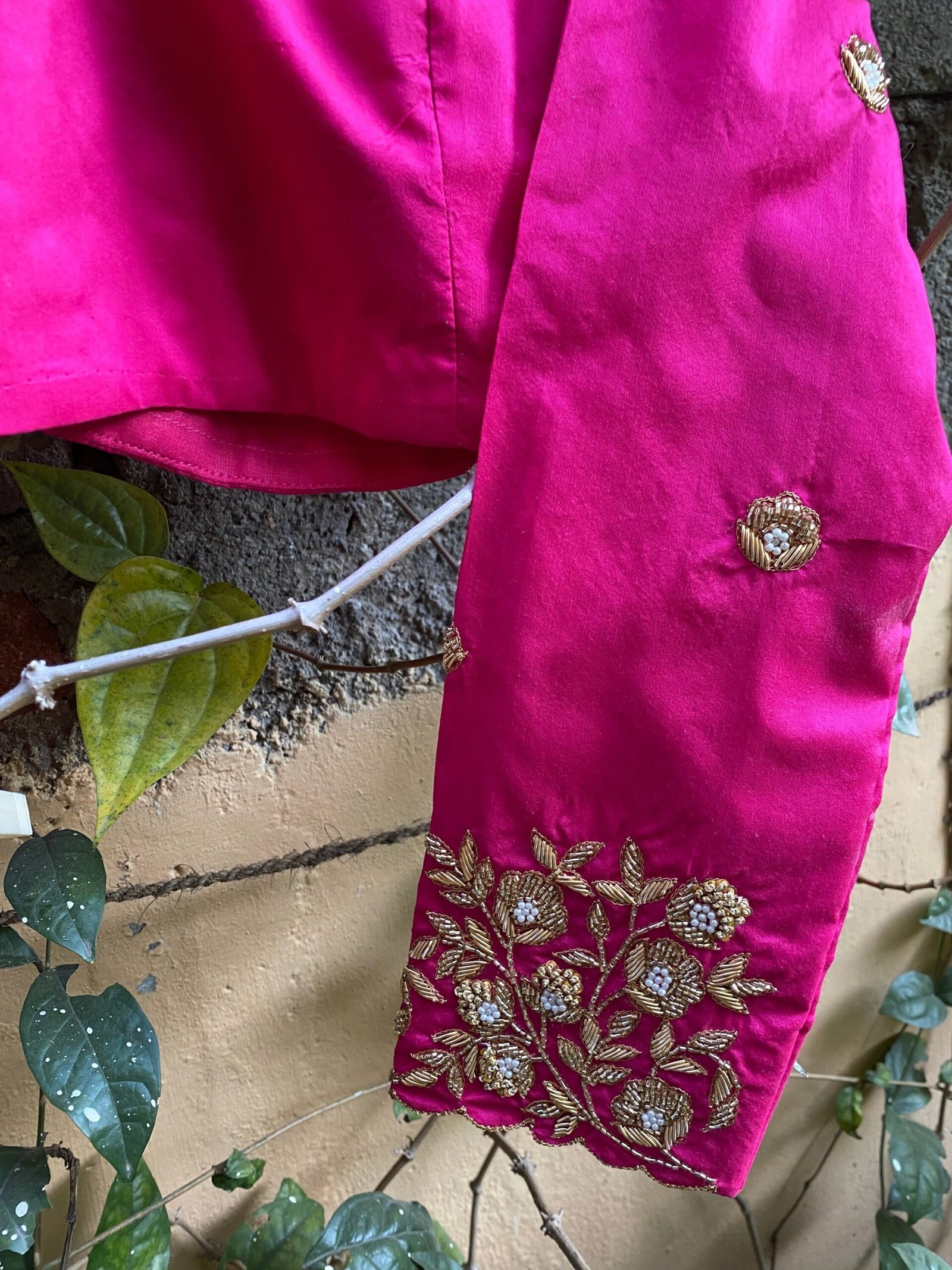 pure silk hand embroidery blouse / pink maggam blouse / silk zardosi blouse / hand embroidered blouse / ready made blouse zardosi/ pink