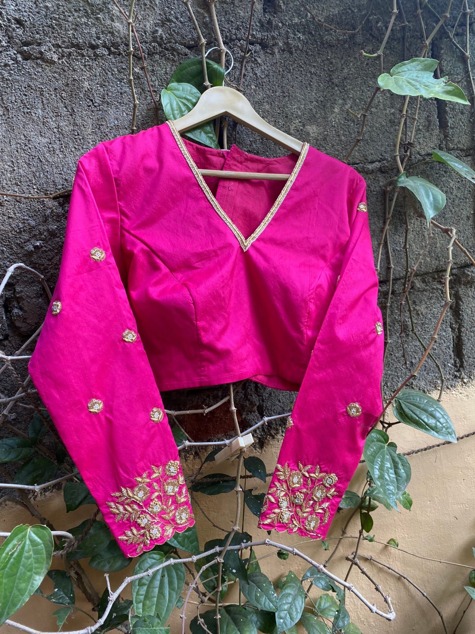 pure silk hand embroidery blouse / pink maggam blouse / silk zardosi blouse / hand embroidered blouse / ready made blouse zardosi/ pink