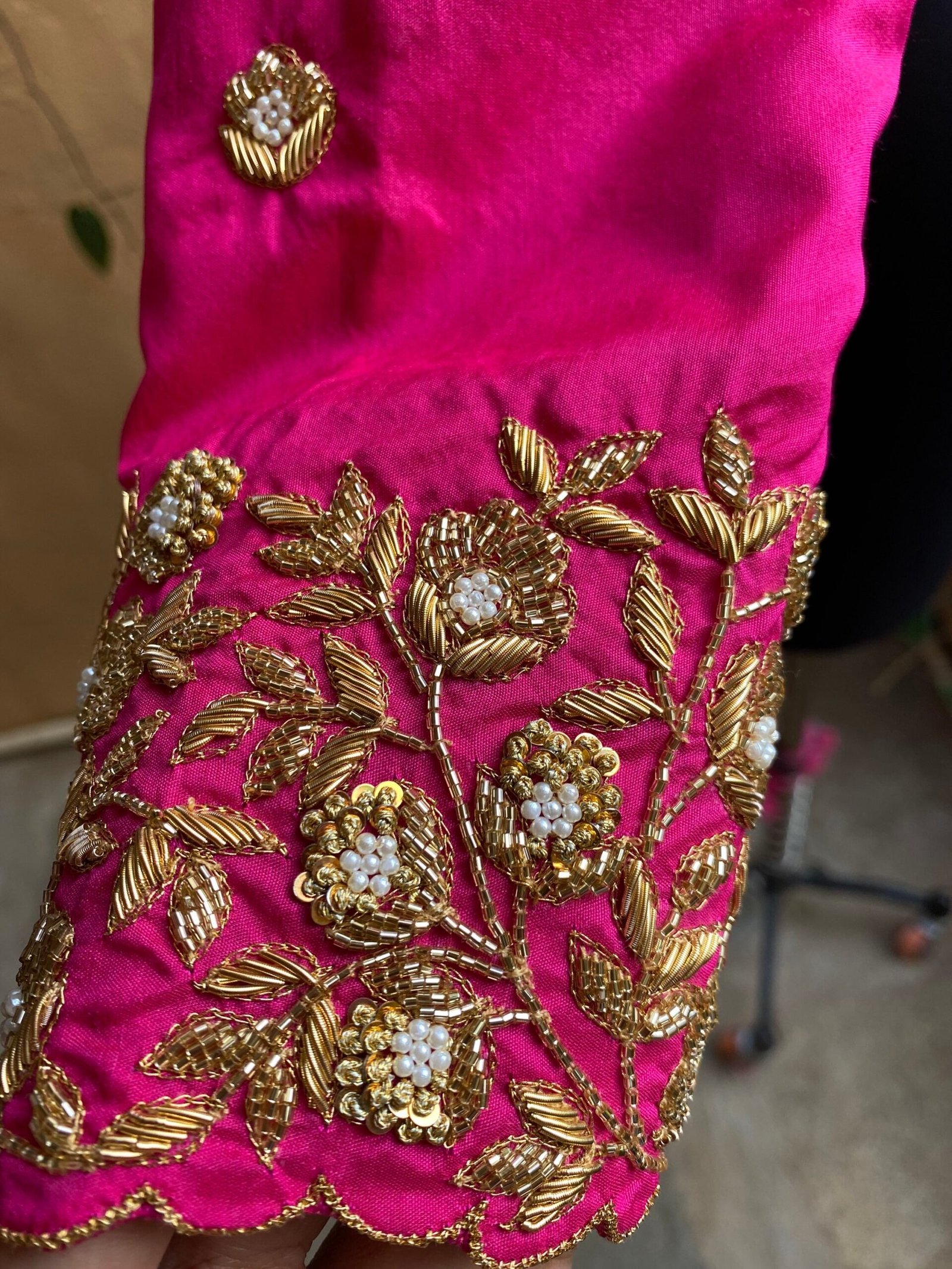 pure silk hand embroidery blouse / pink maggam blouse / silk zardosi blouse / hand embroidered blouse / ready made blouse zardosi/ pink