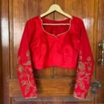 pure silk hand embroidery blouse /red full maggam blouse / raw silk zardosi blouse / hand embroidered blouse / ready made blouse zardosi/