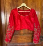 pure silk hand embroidery blouse /red full maggam blouse / raw silk zardosi blouse / hand embroidered blouse / ready made blouse zardosi/