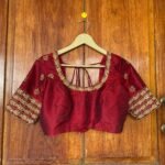 pure silk hand embroidery blouse /  red maggam blouse / raw silk zardosi blouse / hand embroidered blouse / ready made blouse zardosi/