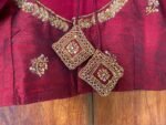 pure silk hand embroidery blouse /  red maggam blouse / raw silk zardosi blouse / hand embroidered blouse / ready made blouse zardosi/