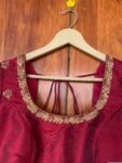 pure silk hand embroidery blouse /  red maggam blouse / raw silk zardosi blouse / hand embroidered blouse / ready made blouse zardosi/