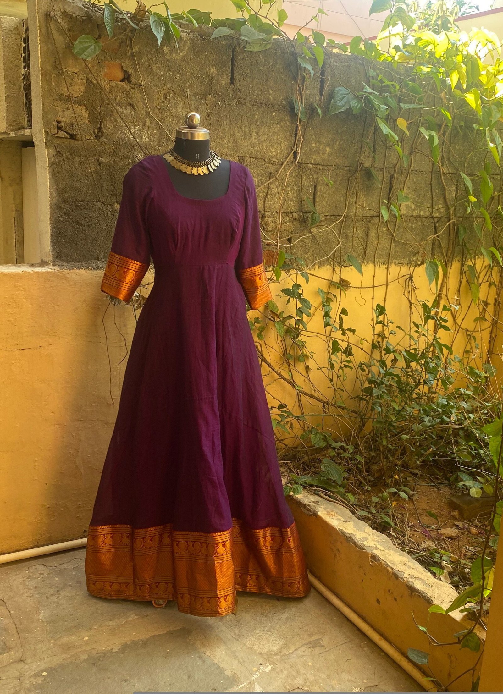 Anarkali usa / anarkali kurta full sleeve / pure Handloom dress with border /narayanpet anarkali/ linen dresses / voggish / handloom dress