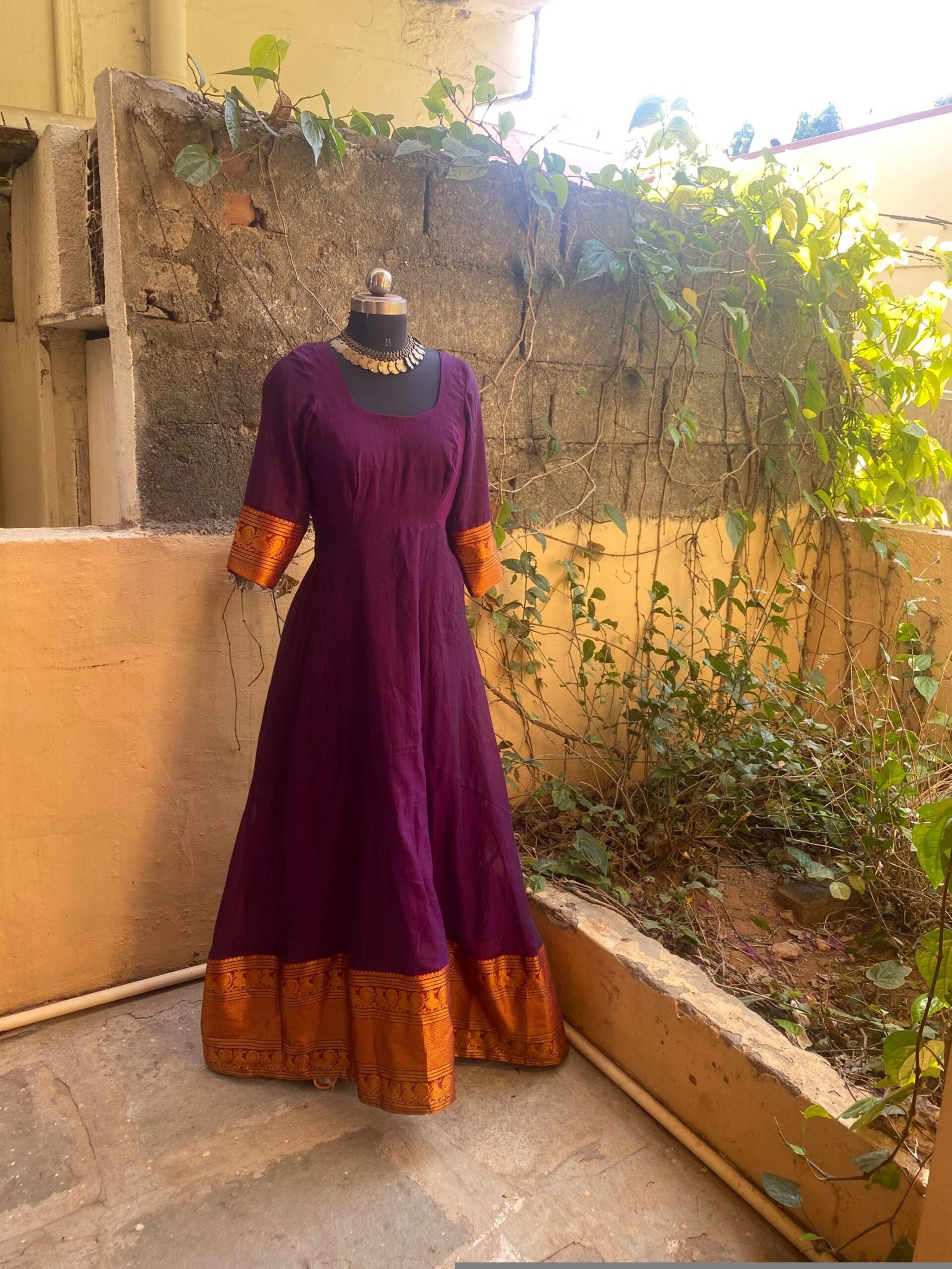 Anarkali usa / anarkali kurta full sleeve / pure Handloom dress with border /narayanpet anarkali/ linen dresses / voggish / handloom dress