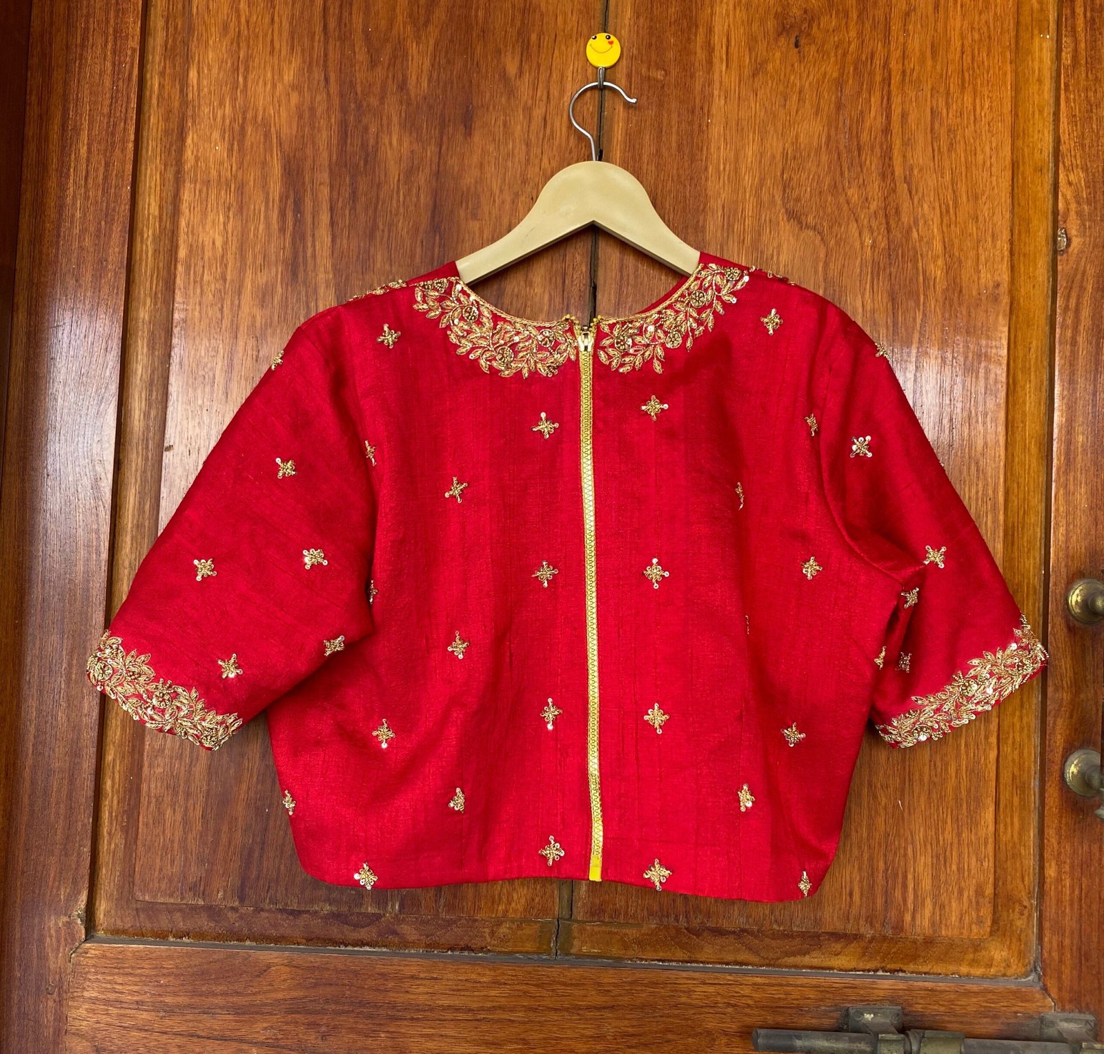 pure silk hand embroidery blouse / saree maggam blouse / red raw silk zardosi blouse / hand embroidered blouse / ready made blouse zardosi/