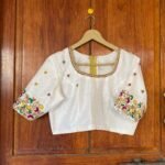 pure silk hand embroidery blouse / multicolor maggam blouse / raw silk zardosi blouse / hand embroidered blouse / designer ready made blouse