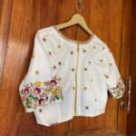 pure silk hand embroidery blouse / multicolor maggam blouse / raw silk zardosi blouse / hand embroidered blouse / designer ready made blouse