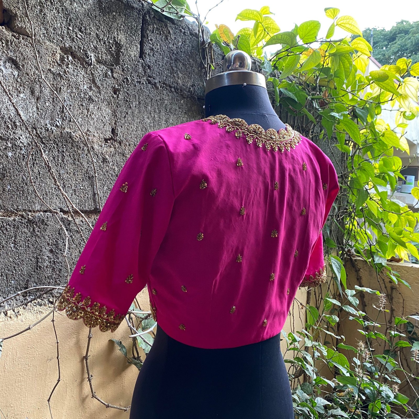 pure silk hand embroidery blouse / pinksaree maggam blouse / raw silk zardosi blouse / hand embroidered blouse / ready made blouse zardosi