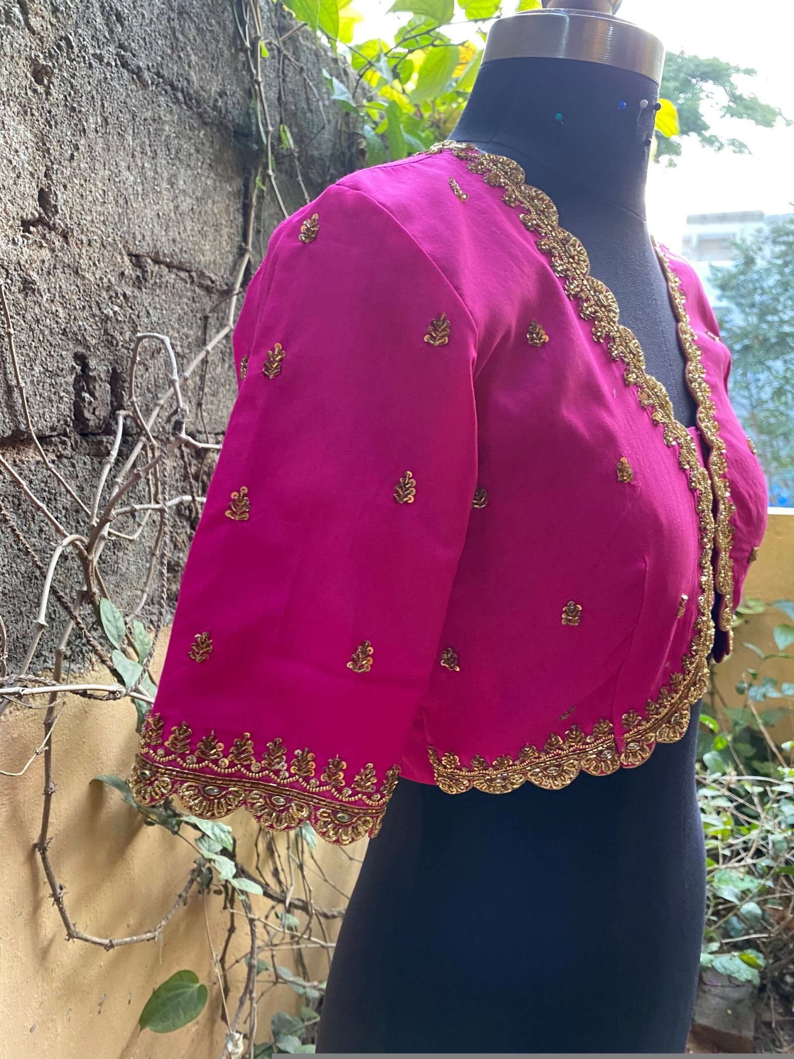pure silk hand embroidery blouse / pinksaree maggam blouse / raw silk zardosi blouse / hand embroidered blouse / ready made blouse zardosi