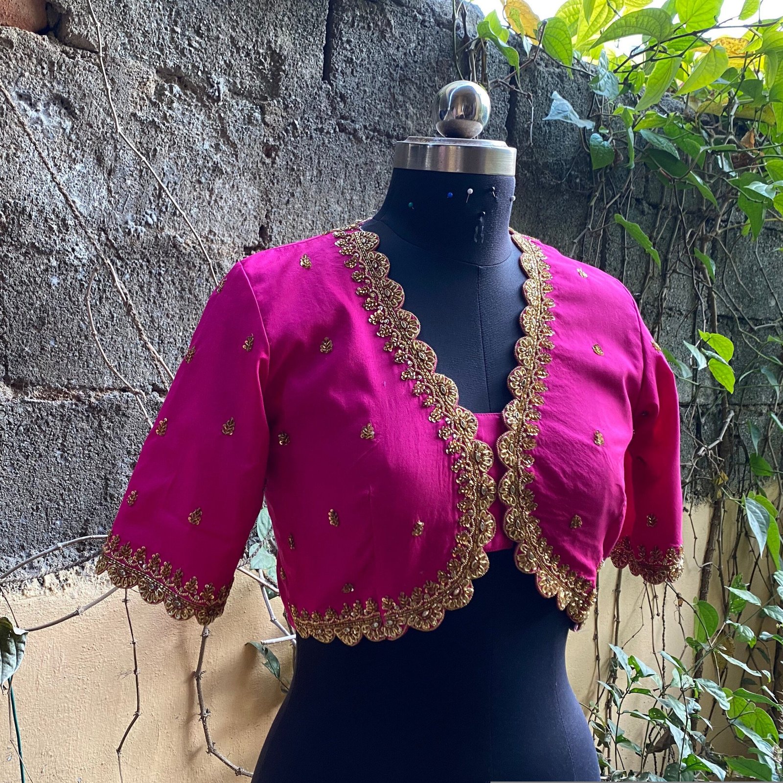pure silk hand embroidery blouse / pinksaree maggam blouse / raw silk zardosi blouse / hand embroidered blouse / ready made blouse zardosi