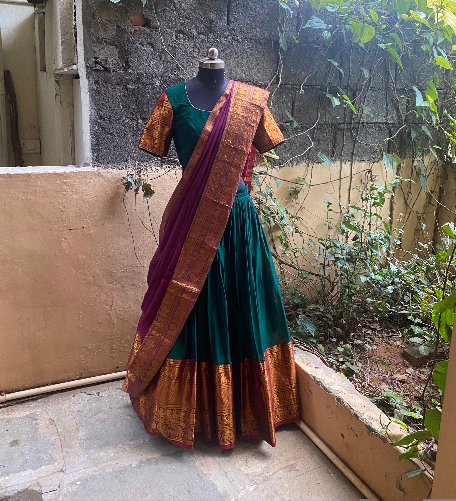 Wedding lehenga choli/ langa voni with dupatta /teen lehenga/ narayanpet lehenga/ Indian half saree/juniors lehenga/ voggish