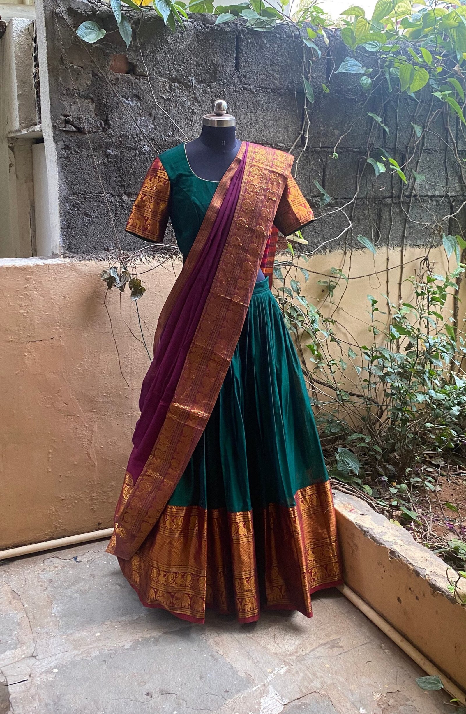 Wedding lehenga choli/ langa voni with dupatta /teen lehenga/ narayanpet lehenga/ Indian half saree/juniors lehenga/ voggish