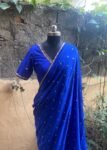 Blue chiffon silk saree with Embroidered blouse | embroidered saree with readymade blouse | sarees USA |light blue silk saree |voggish saree