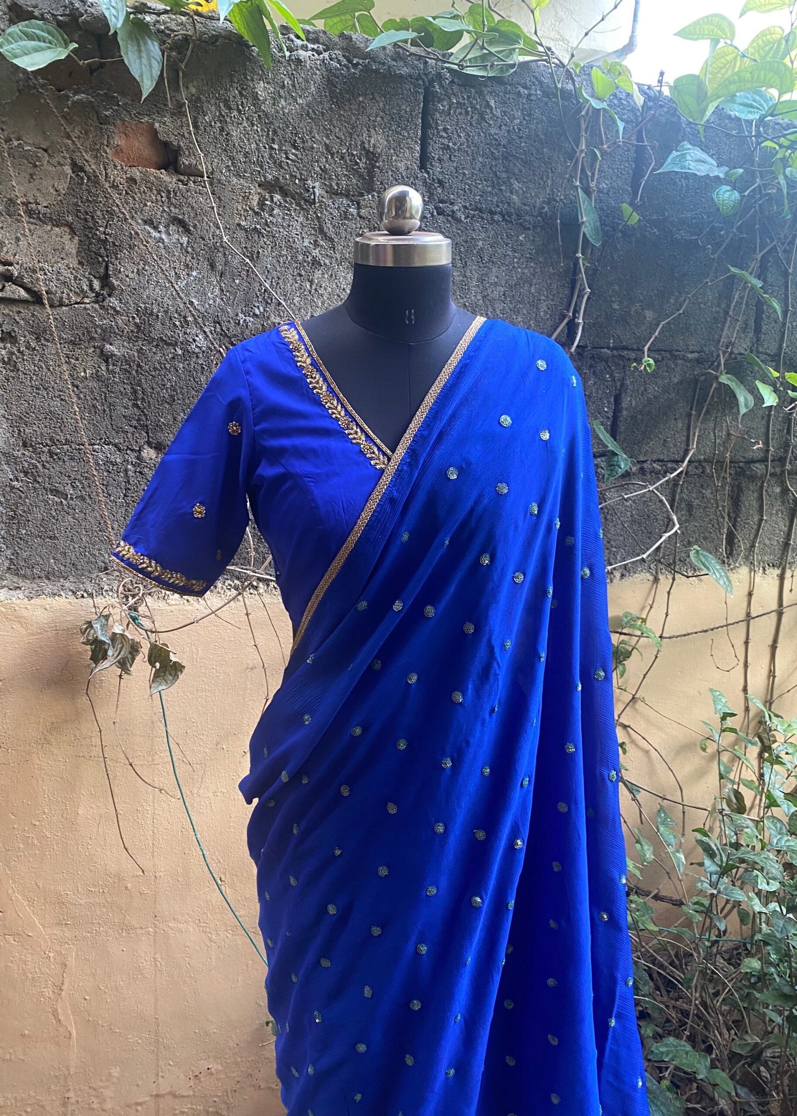 Blue chiffon silk saree with Embroidered blouse | embroidered saree with readymade blouse | sarees USA |light blue silk saree |voggish saree
