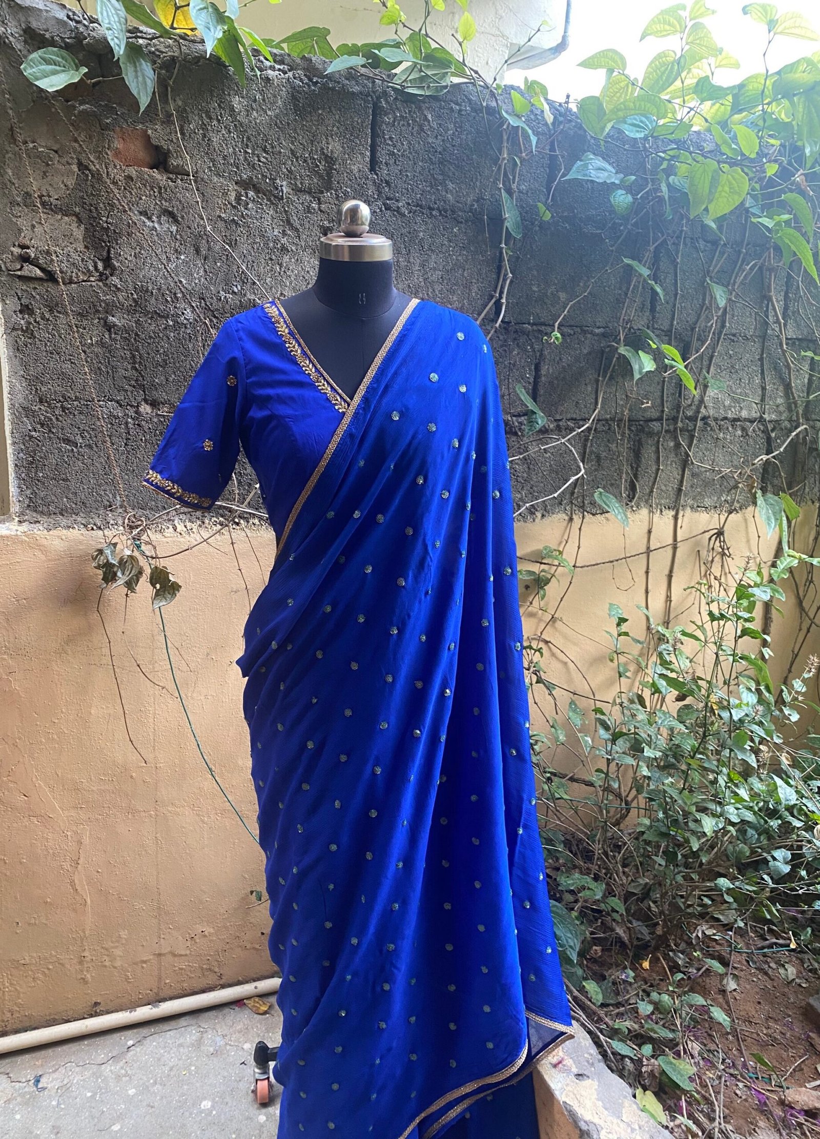 Blue chiffon silk saree with Embroidered blouse | embroidered saree with readymade blouse | sarees USA |light blue silk saree |voggish saree