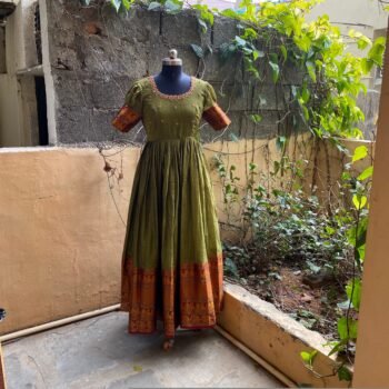 Anarkali usa / anarkali kurta full sleeve  / pure Handloom dress with border /narayanpet anarkali/ linen dresses / voggish / handloom  dress