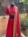 Red Embroidered Banarasi Lehenga Choli Set: Indian Wedding Outfit