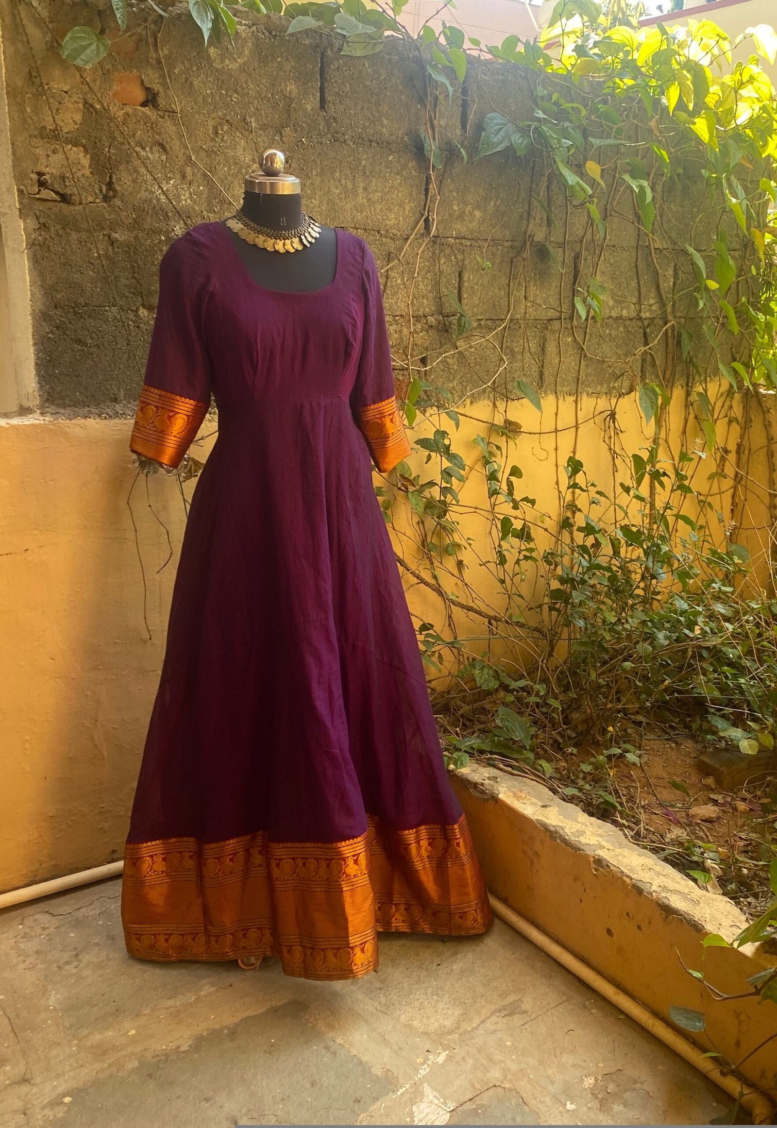Anarkali usa / anarkali kurta full sleeve / pure Handloom dress with border /narayanpet anarkali/ linen dresses / voggish / handloom dress