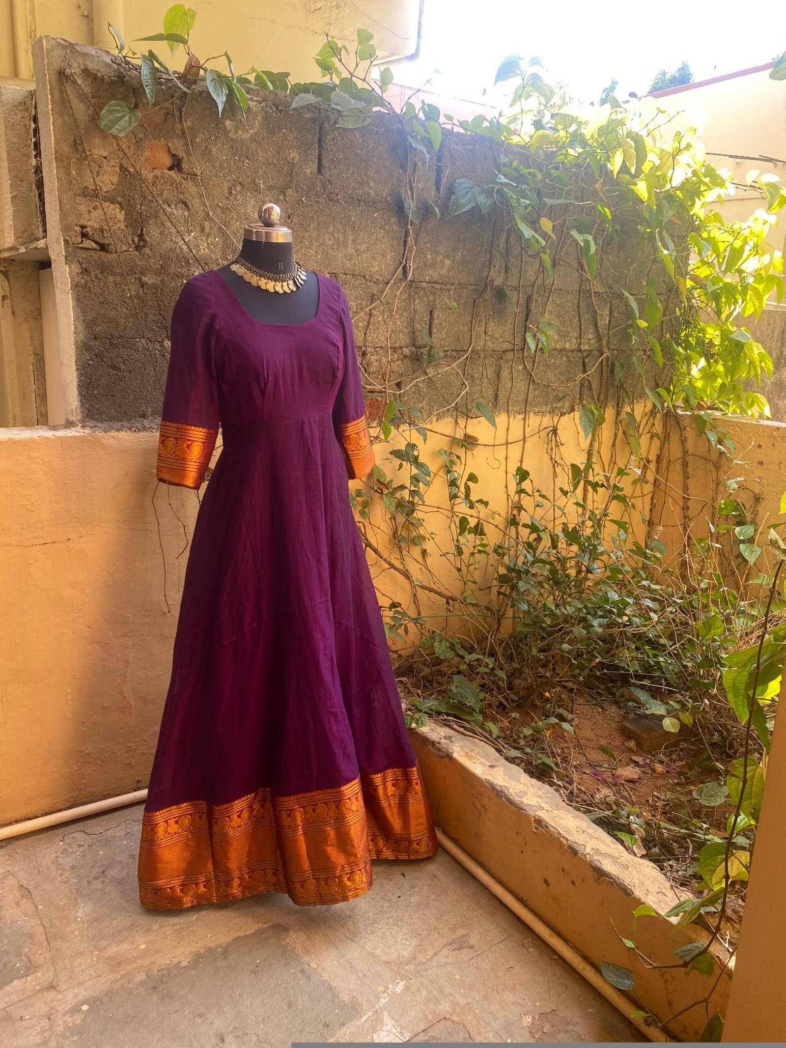 Anarkali usa / anarkali kurta full sleeve / pure Handloom dress with border /narayanpet anarkali/ linen dresses / voggish / handloom dress
