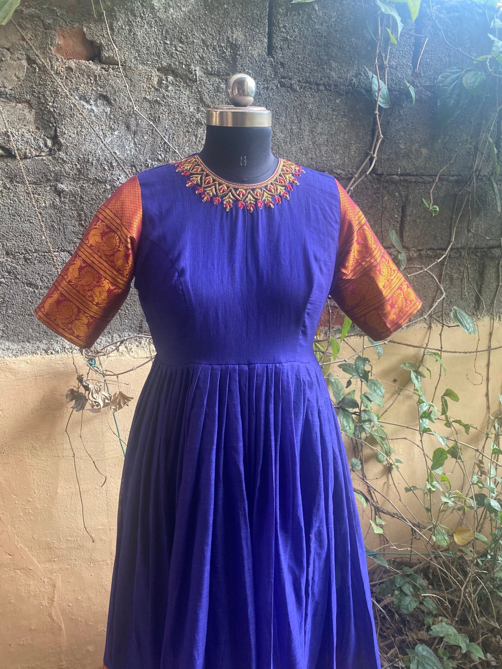 women's Anarkali usa / anarkali long frock /pure Handloom cotton dress with border /narayanpet pattu anarkali/big border handloom gown usa