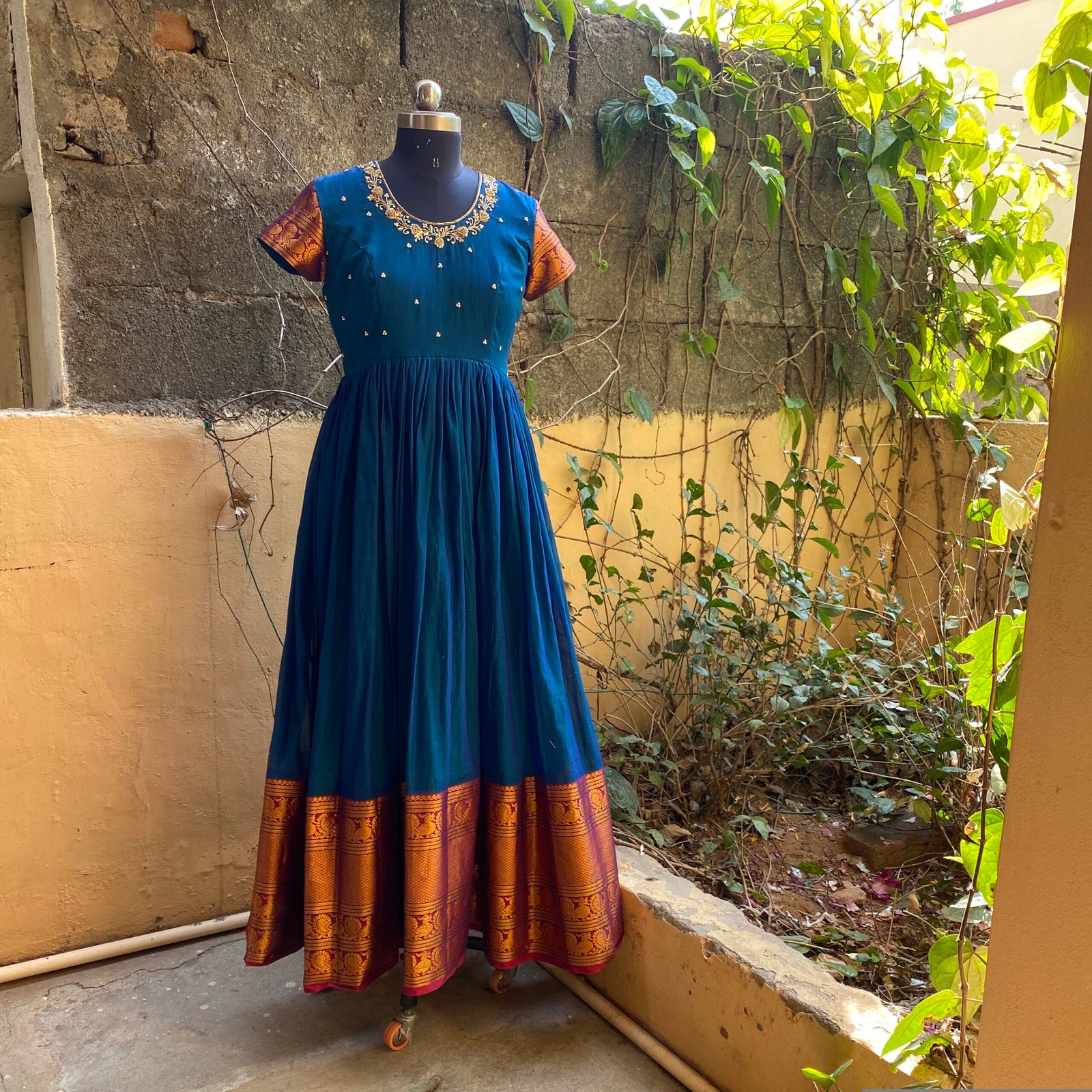 Anarkali usa / anarkali kurta full sleeve / pure Handloom dress with border /narayanpet anarkali/ linen dresses / voggish / handloom dress