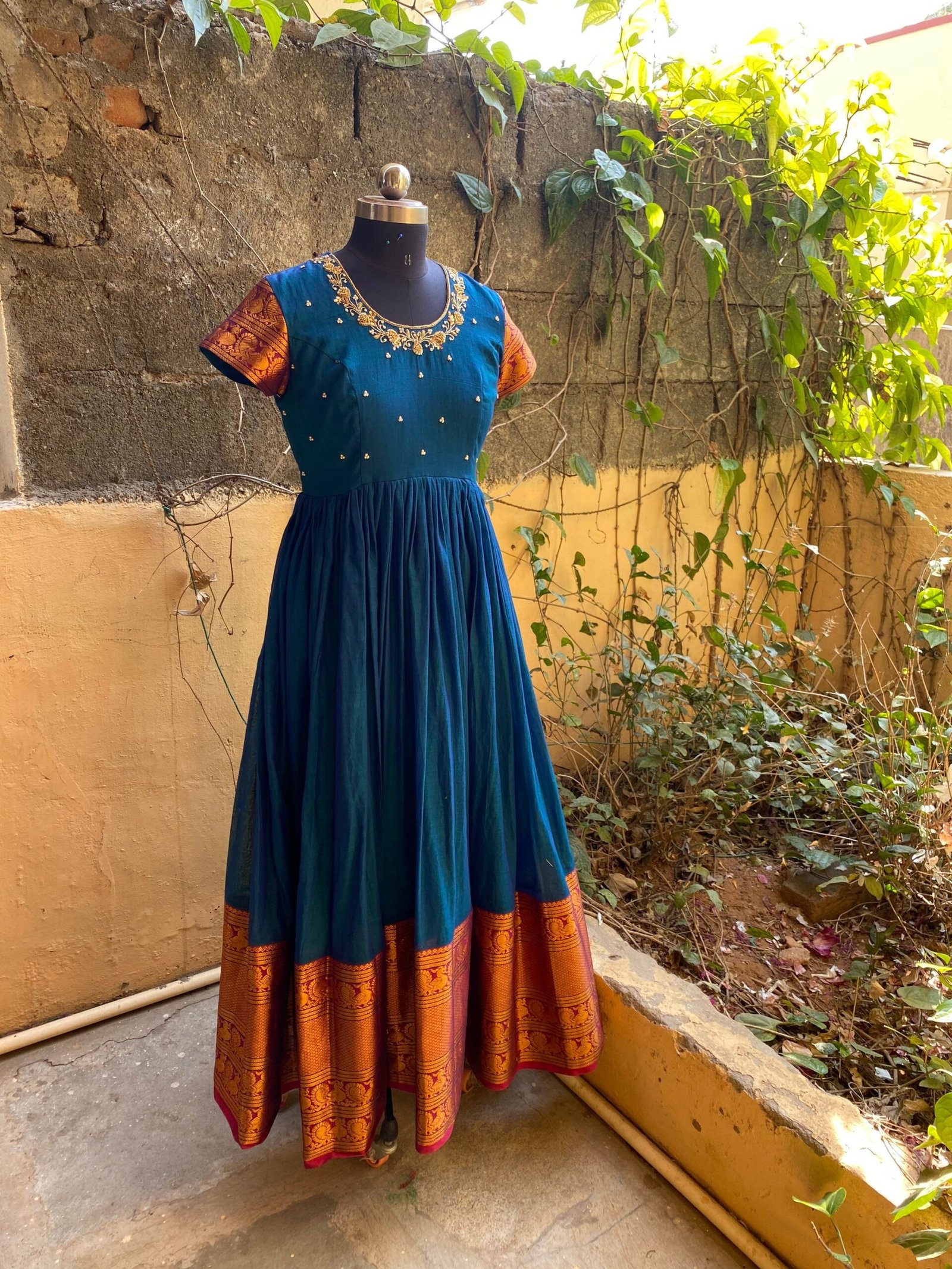 Anarkali usa / anarkali kurta full sleeve / pure Handloom dress with border /narayanpet anarkali/ linen dresses / voggish / handloom dress