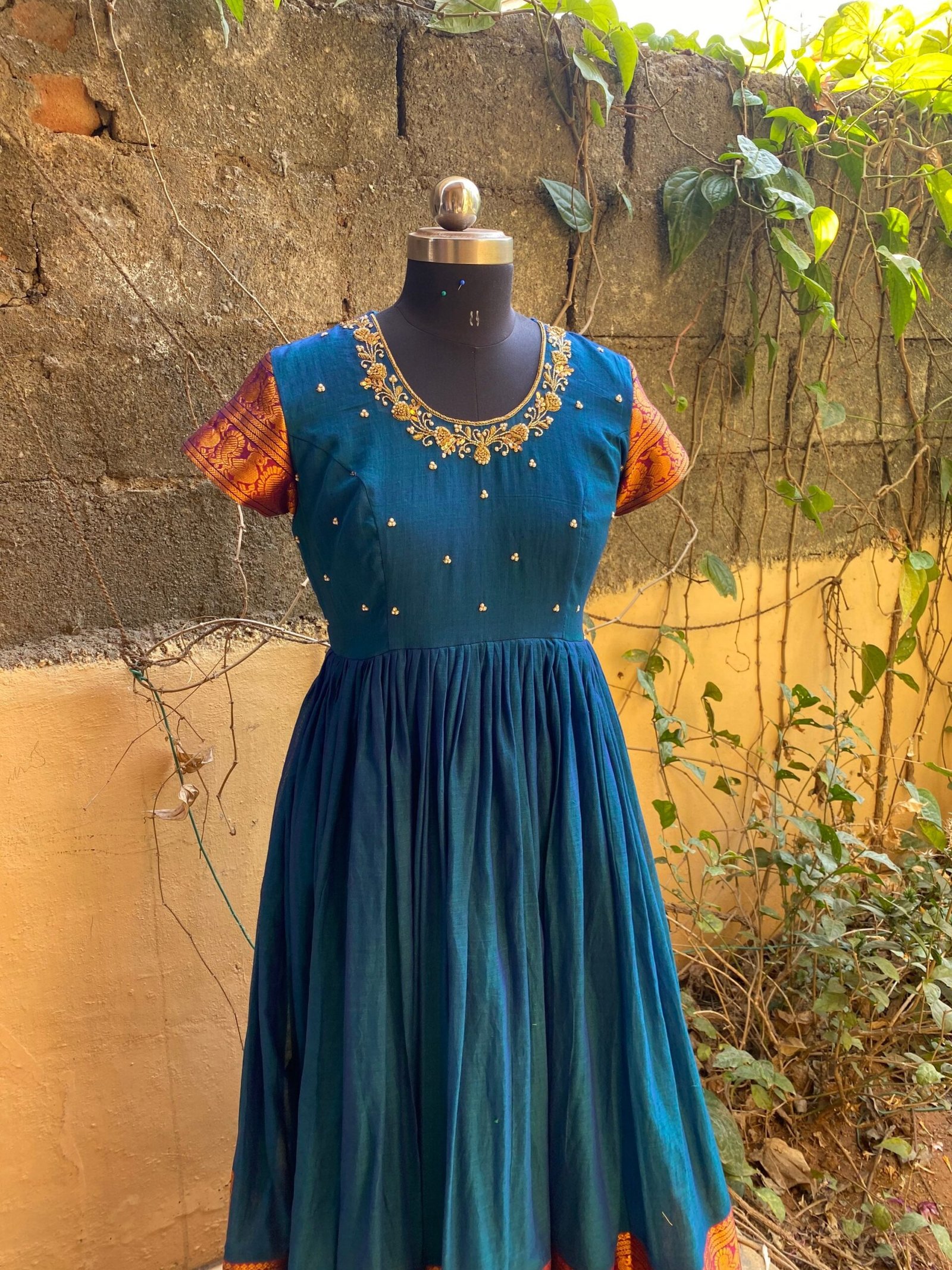 Anarkali usa / anarkali kurta full sleeve / pure Handloom dress with border /narayanpet anarkali/ linen dresses / voggish / handloom dress