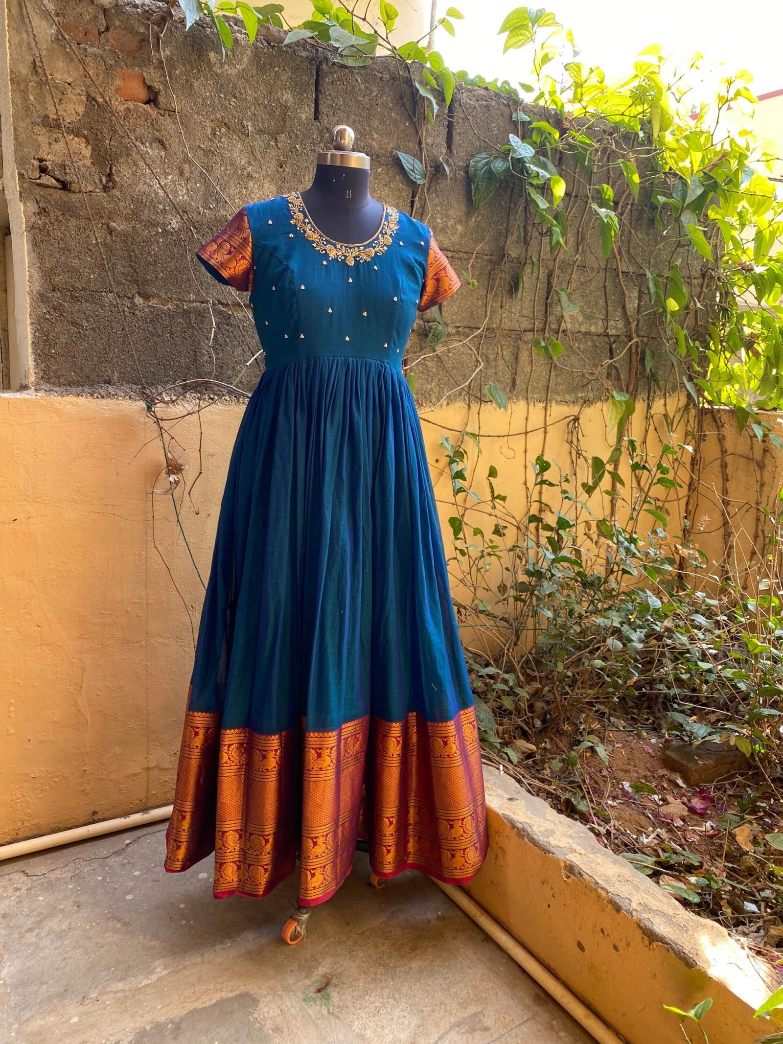 Anarkali usa / anarkali kurta full sleeve / pure Handloom dress with border /narayanpet anarkali/ linen dresses / voggish / handloom dress