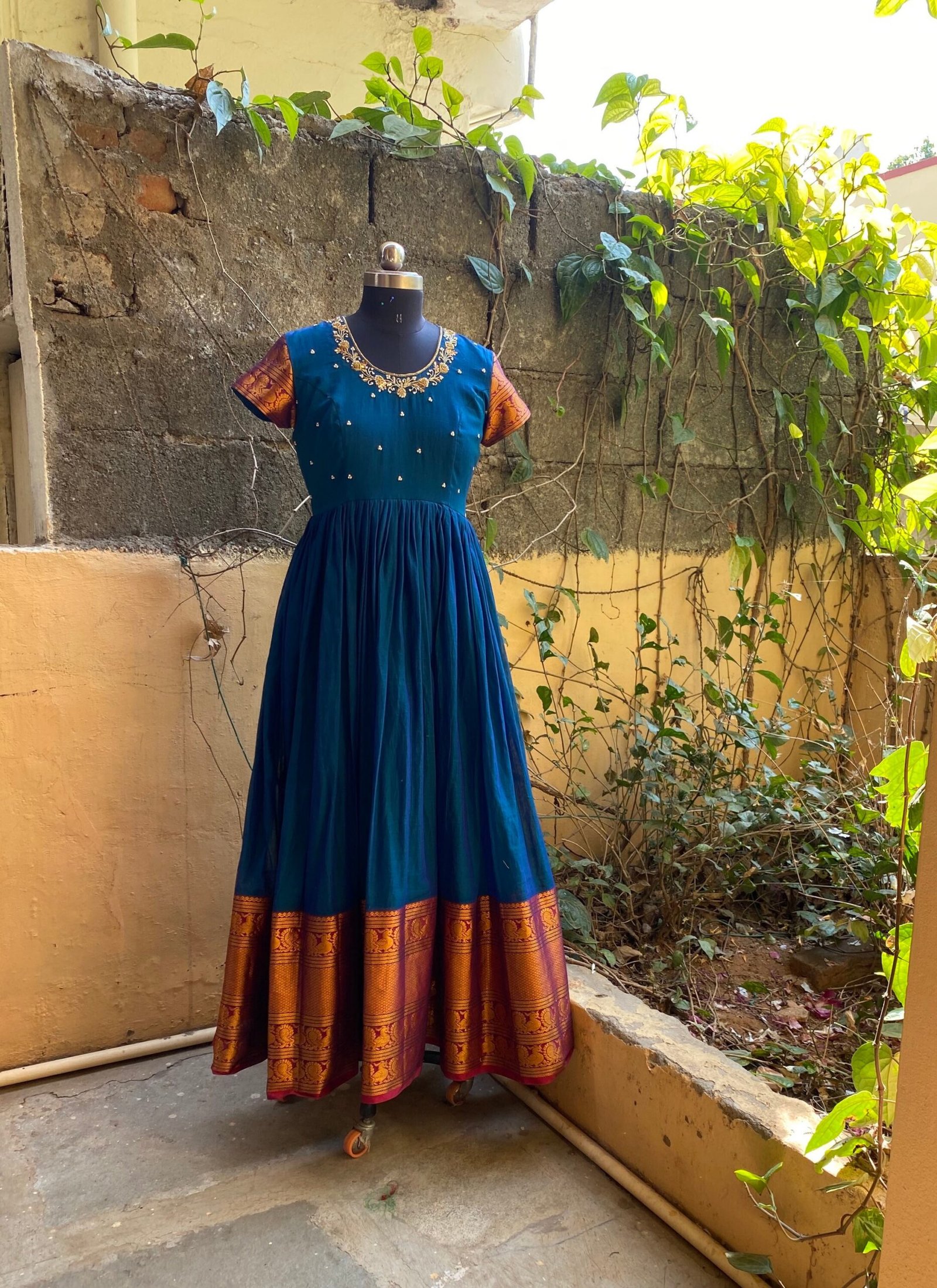 Anarkali usa / anarkali kurta full sleeve / pure Handloom dress with border /narayanpet anarkali/ linen dresses / voggish / handloom dress