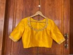 pure silk hand embroidery blouse / saree maggam yellow blouse /yellow blouse/ hand embroidered blouse / ready made blouse zardosi/voggish