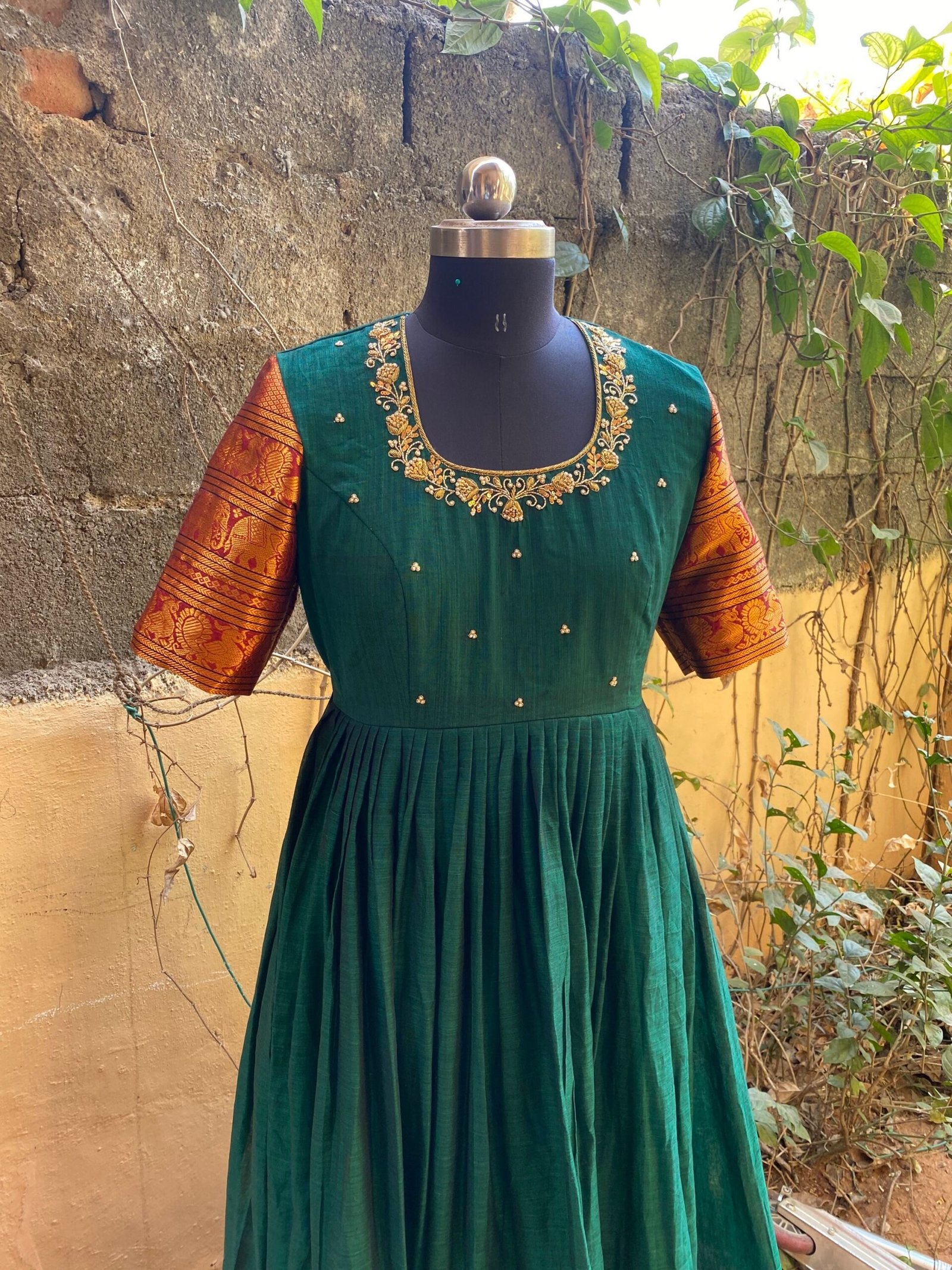 Anarkali usa / anarkali kurta full sleeve / pure Handloom dress with border /narayanpet anarkali/ linen dresses / voggish / handloom dress
