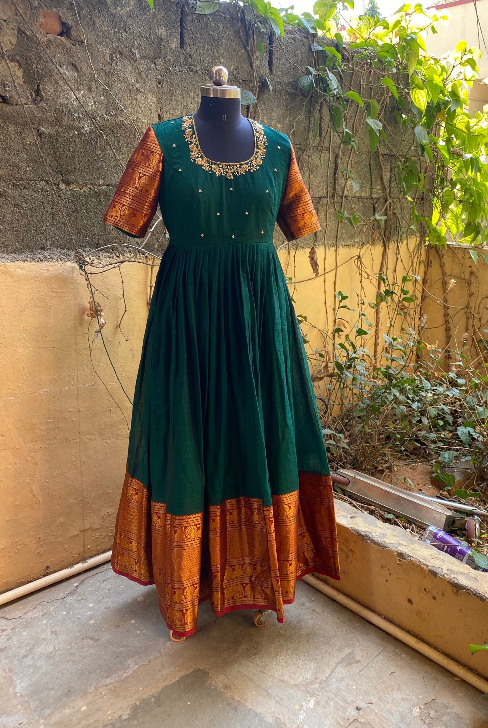 Anarkali usa / anarkali kurta full sleeve / pure Handloom dress with border /narayanpet anarkali/ linen dresses / voggish / handloom dress