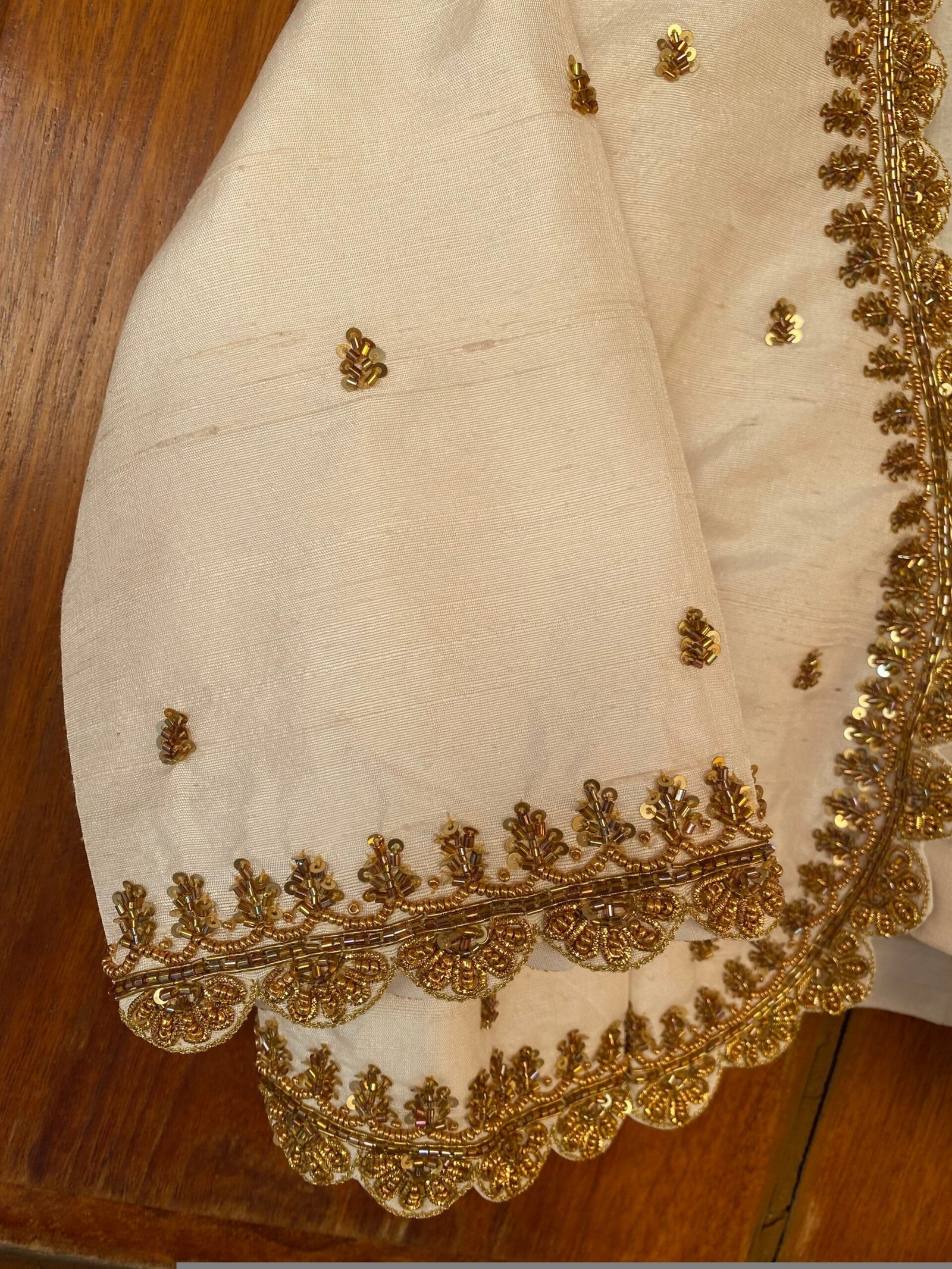 pure silk hand embroidery blouse / cream maggam blouse / raw silk zardosi blouse / hand embroidered blouse / ready made blouse zardosi