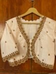 pure silk hand embroidery blouse / cream maggam blouse / raw silk zardosi blouse / hand embroidered blouse / ready made blouse zardosi