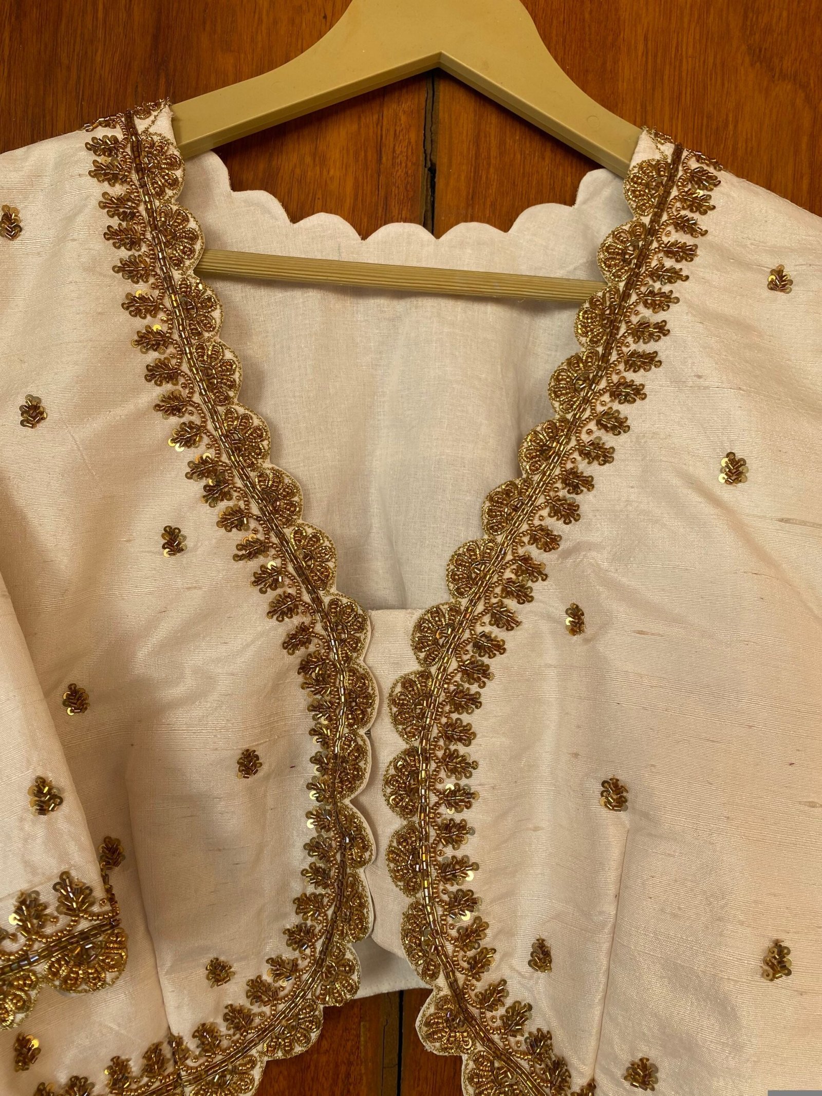 pure silk hand embroidery blouse / cream maggam blouse / raw silk zardosi blouse / hand embroidered blouse / ready made blouse zardosi