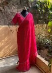 Pink stripes silk saree with Embroidered blouse | embroidered saree with readymade blouse | sarees USA |pink silk saree |voggish saree