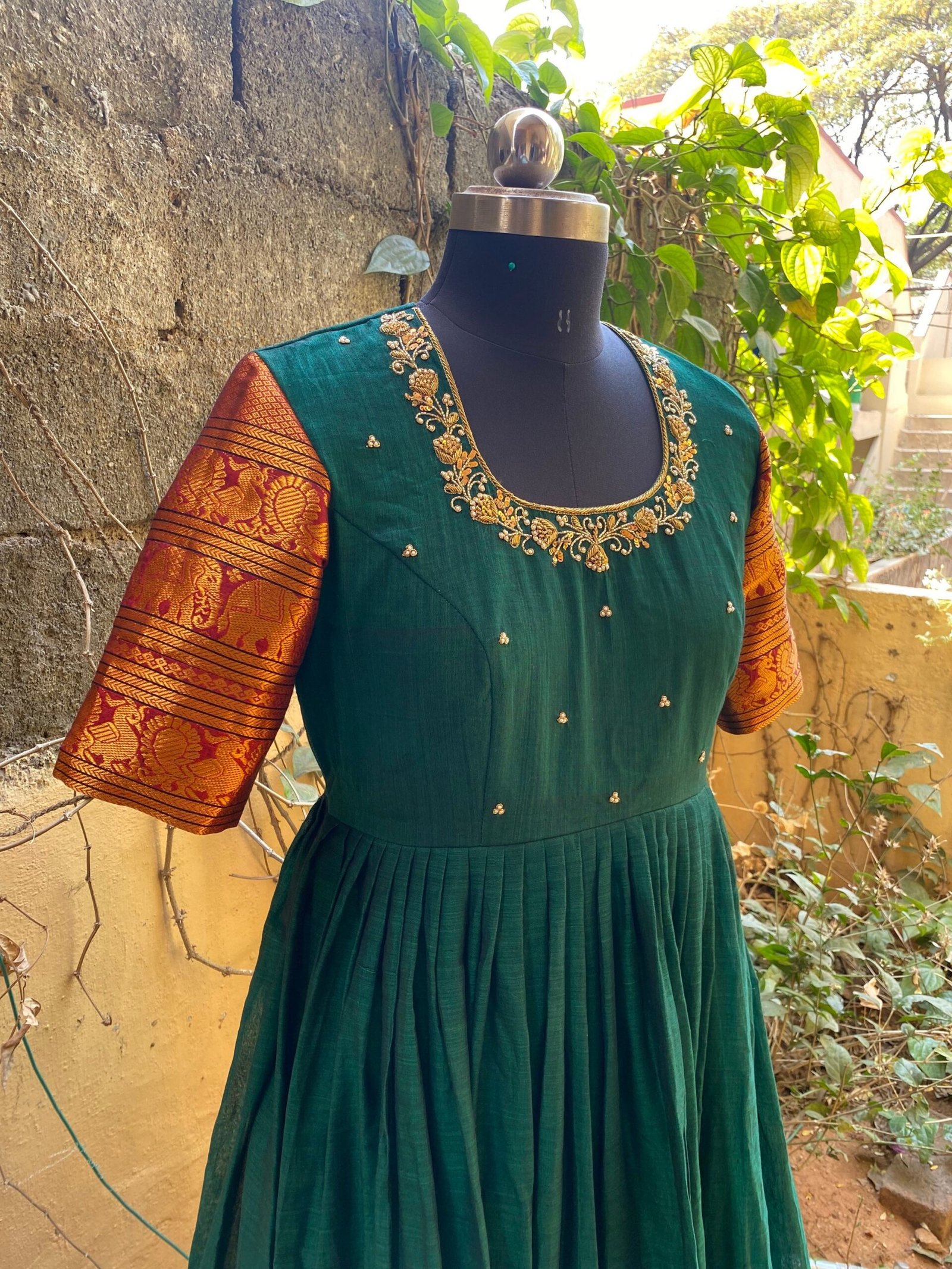 Anarkali usa / anarkali kurta full sleeve / pure Handloom dress with border /narayanpet anarkali/ linen dresses / voggish / handloom dress