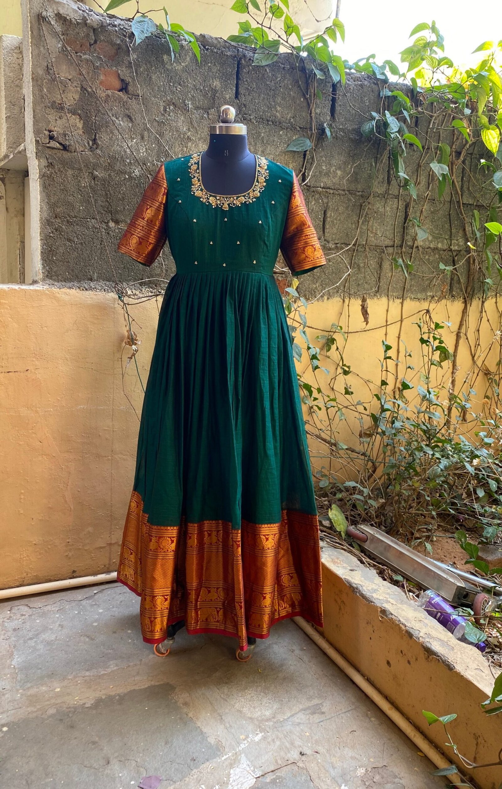 Anarkali usa / anarkali kurta full sleeve / pure Handloom dress with border /narayanpet anarkali/ linen dresses / voggish / handloom dress