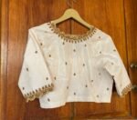pure silk hand embroidery blouse / cream maggam blouse / raw silk zardosi blouse / hand embroidered blouse / ready made blouse zardosi