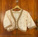 pure silk hand embroidery blouse / cream maggam blouse / raw silk zardosi blouse / hand embroidered blouse / ready made blouse zardosi