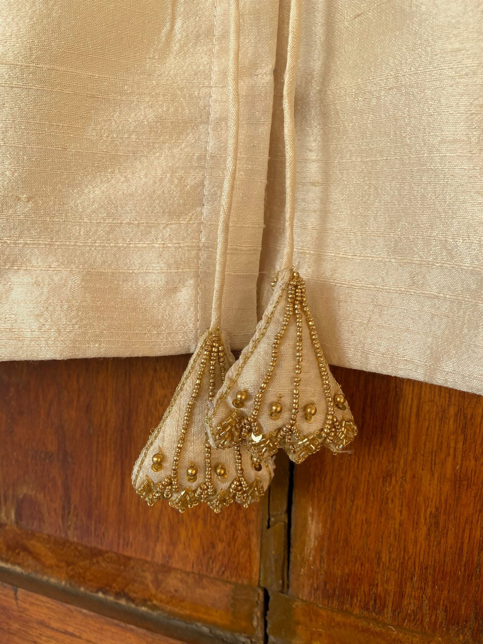 Hand Embroidered Cream Silk Blouse: Sleeveless Zardosi Maggam Work