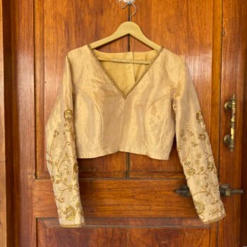 pure silk hand embroidery blouse /  gold maggam blouse / tissue silk zardosi blouse / hand embroidered blouse / ready made blouse zardosi/