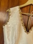 Hand Embroidered Cream Silk Blouse: Sleeveless Zardosi Maggam Work